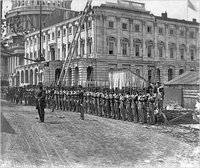 Union soldiers at attention in front of the Capitol